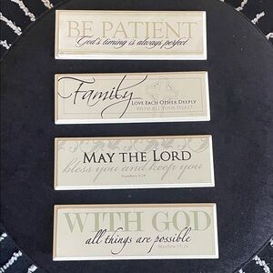 Inspirational Quote Plaque Set - Cream and Green